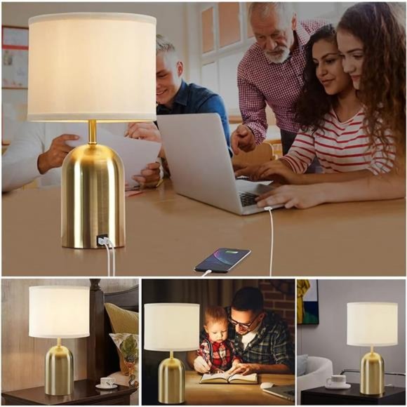 Bedside Lamp with USB Port, Touch Control Table Lamp for Bedroom 3 Way Dimmable - Picture 6 of 6